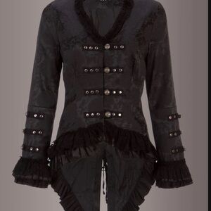 Elegant Black Women's Jacket with Button Detailing Size 8